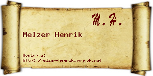 Melzer Henrik névjegykártya